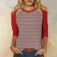 thumbnail image 1 of Mefallenssiah Blouses pour Femmes Décontractées Mode Féminine T-Shirt Imprimé Manches 3/4 Blouse Col Rond Hauts Décontractés, 1 of 1