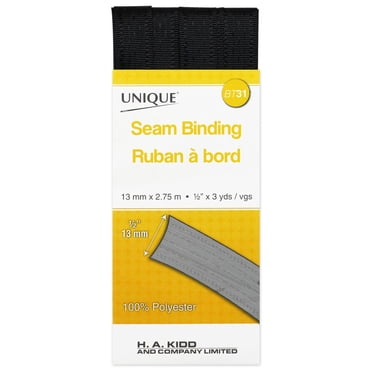 Unique Seam Binding, 14 mm (0.55 in), Black (Rayon), 2.75 m (3.01 yd)