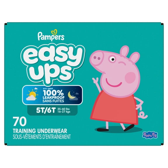 Sous-vêtements d’entraînement Pampers Easy Ups, taille 7 (5T6T), 70 unités