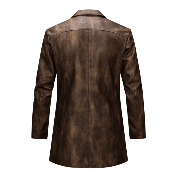 Men's Leather Jacket, Motorcycle Style Faux Leather Coat With