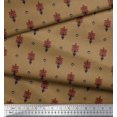 thumbnail image 3 of Soimoi polyester Crepe Fabric Leaves & Floral Block Decor Fabric Printed Yard 42 Inch Wide, 3 of 4