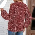 thumbnail image 4 of Pompotops Blouses d'Été Décontractées à Imprimé Floral pour Femmes, Col Rond, Manches Longues, Épaules Dénudées, en Solde, 4 of 7