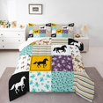 thumbnail image 1 of Erosebridal Ensemble de Couette Simple Western pour Cheval, Couette en Duvet Style Ferme Rustique, Décor Fer à Cheval, Réversible, Léger, 2 Pcs, 1 of 7