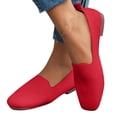 thumbnail image 1 of Womens Casual Shoes Large Size Knit Solid Color Simplicity Soft Sole Square Toe Flat Bottom Comfortable Breathable Mesh Walking Shoes Slip on Single Shoes Red, 1 of 5