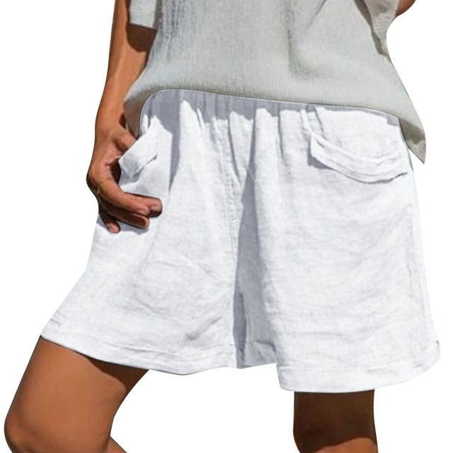 adviicd Shorts de Robe pour Femmes Femmes Coupe Décontractée Taille Haute Poches Décontractées Randonnée Shorts d'Été en Plein Air Blanc, XXXL