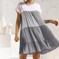 thumbnail image 3 of Bigersell Robe Grande Taille pour Femmes Liquidation Femme Col Rond Manches Courtes Longueur Genou Robe Soleil Style de Robe D-5 Robes Midi de Fête Dames 2024 Robes d'Été Régulières, Gris TTG, 3 of 3
