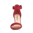 thumbnail image 2 of BLISSFUL STEP Women's Shoes Ankle Strap Block Heel Buckle Open Toe Sandals Red 11, 2 of 8