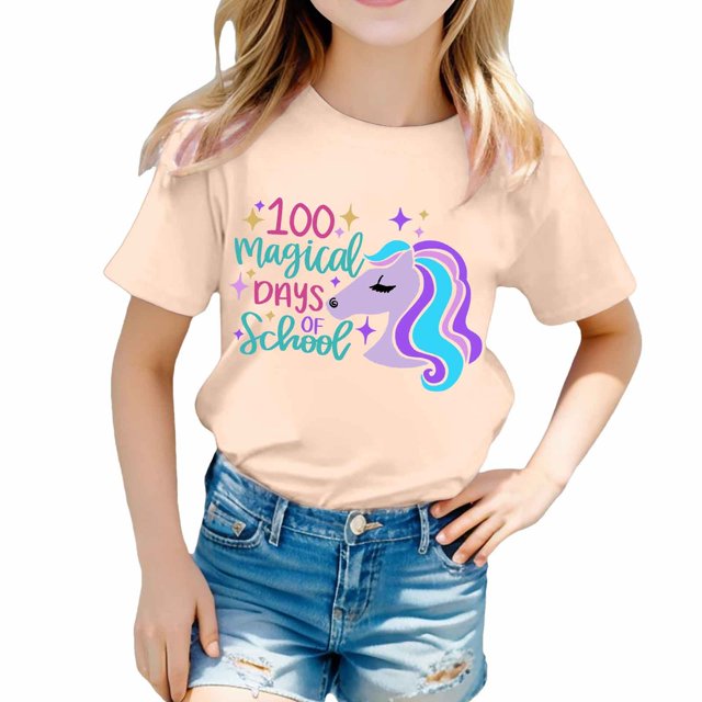 TZEWGL Chemise Mignonne pour Fille Garçon Imprimé Col Rond Manches Courtes Ample pour Bébés Taille 10-11T