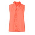 thumbnail image 4 of Women's Casual Solid Color Ruffle Collar Long Sleeve Ruffle Shirt Blouse V Neck Short Sleeve Shirt Tops, 4 of 9