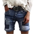 thumbnail image 1 of AherBiu Short Jeans for Women High Waisted Patchwork Summer Classic Slim Denim Shorts with Pockets, 1 of 3