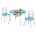 thumbnail image 1 of Costway Costway Ensemble Table Ronde en Bois pour Enfants et 2 Chaises avec Rangement Central en Maille Bleu, 1 of 10