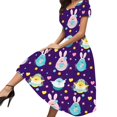 thumbnail image 1 of TJAZFJPA Robe de Fiançailles pour Femme Printemps/été Mode et Tempérament Élégant Thème Coloré Oeuf de Pâques Lapin Imprimé Col Rond Manches Courtes Robe Décontractée Longue Robe7, 1 of 5