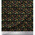thumbnail image 1 of Soimoi Black Rayon Fabric Leaves,Insect & Floral Artistic Decor Fabric Printed BTY 42 Inch Wide, 1 of 3