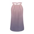 thumbnail image 3 of Timegard Womens Tank Tops Gradient Color Crew Neck Back Button Ruched Casual Sleeveless Tops Blouses, 3 of 3