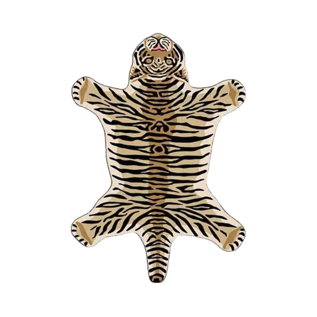 Sokhug Tiger Print Rug Cartoon Cute Faux Area Rugs Fluffy Lion Leopard Animal Print Mat Carpet Small Rugs for Playroom Room Home Decor 30x18in