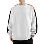 Chbgutlmr Mens Sweatshirt Color Block Drop Shoulder Long Sleeve Sweat Shirt Casual Fashion Crewneck Pullover with No Hood