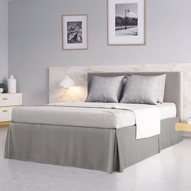 PiccoCasa Pleated Ruffle Bed Skirts with 14" Drop, Queen Dark Gray