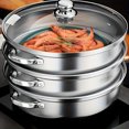 thumbnail image 1 of 1 Set, Stainless Steel Steamer, Double Ear Steamer, Metal Steamer, Steam Pot, Metal, 1 of 4
