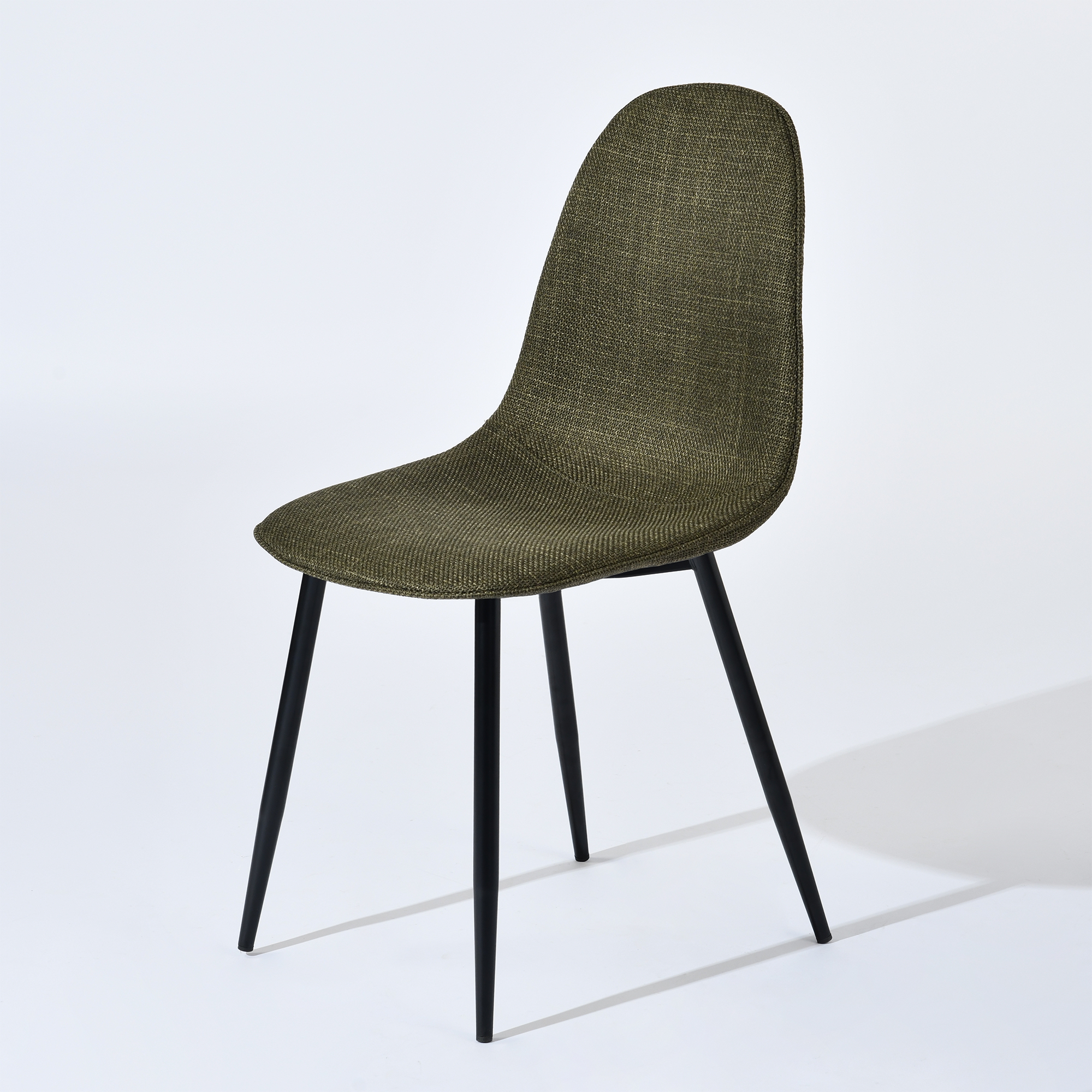 Homy Casa chaise de salle à manger verte 17,7 po, 4 pièce, dossier incurvé rembourré et pieds métal noirs