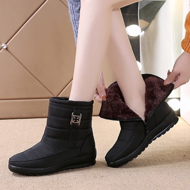 Pisexur Vendredi Fou Deals 2022! EGNMCR Bottes d'Hiver pour Femmes, Bottillons Chauds Imperméables à Enfiler pour l'Extérieur, Doublés de Fourrure, Chaussures Confortables pour Femmes