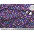 thumbnail image 2 of Soimoi Blue Poly Georgette Fabric Insect,Sun & Cartoon Alphabets Text Decor Fabric Printed BTY 52 Inch Wide, 2 of 3