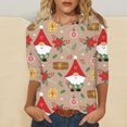 thumbnail image 1 of T-shirts pour Femmes Femmes Décontracté Imprimé Noël Ample Manches Trois Quarts Col Rond Hauts T-Shirts en Liquidation, 1 of 5