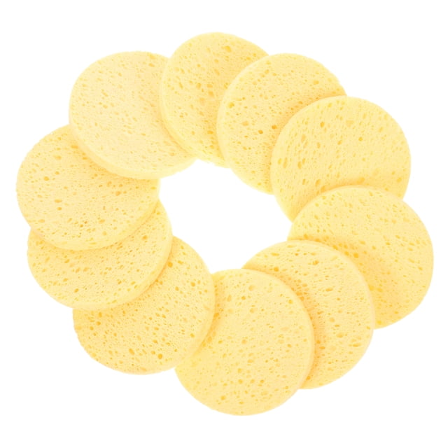 Miangastore Face Cleansing Sponges Yellow 10Pcs 3.14X3.14X0.39In
