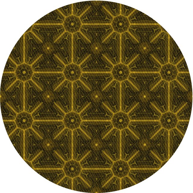Ahgly Company Machine Washable Indoor Round Transitional Dark Yellow Green Area Rugs, 7' Round