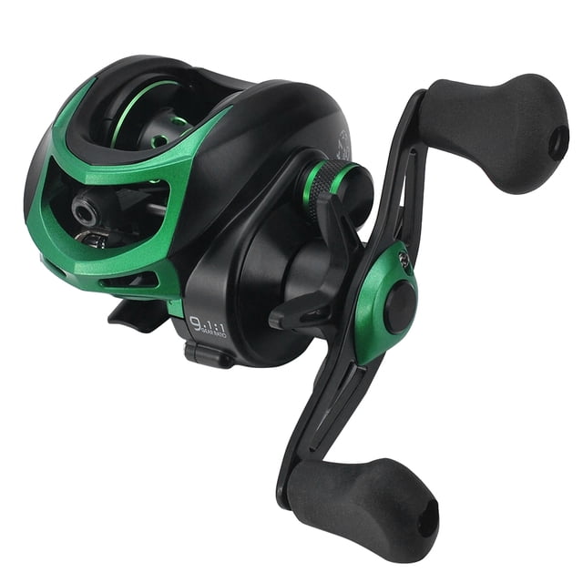 Moulinet de Pêche Baitcast à Grande Vitesse Léger 9,1:1 avec Roulements à Billes 19+1 Moulinet de Pêche Baitcasting Attirail Baitcaster Main Gauche