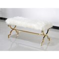 thumbnail image 2 of Best Master Faux Fur Upholstered Bench with Stainless Steel Frame in White/Gold, 2 of 2
