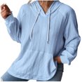 thumbnail image 1 of cfhntfmh Womens Hoodies Fall Fashion 2024 Drawstring Sweatshirts Pullover Long Sleeve Solid Color Fall Outfits, 1 of 5