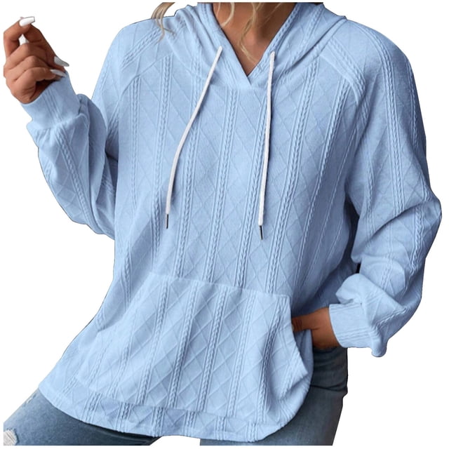 cfhntfmh Womens Hoodies Fall Fashion 2024 Drawstring Sweatshirts Pullover Long Sleeve Solid Color Fall Outfits