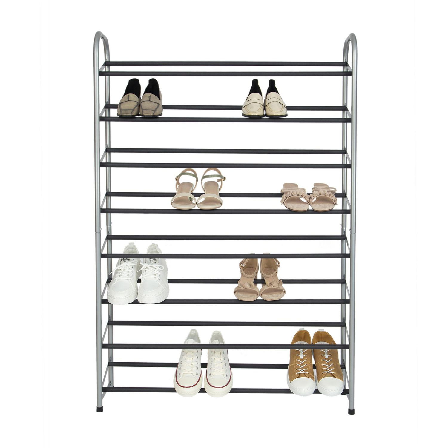 Mainstays 8 Tier shoe rack,40 Pairs, Good for Sneakers, Heels, Boots, Shoes, Grey
