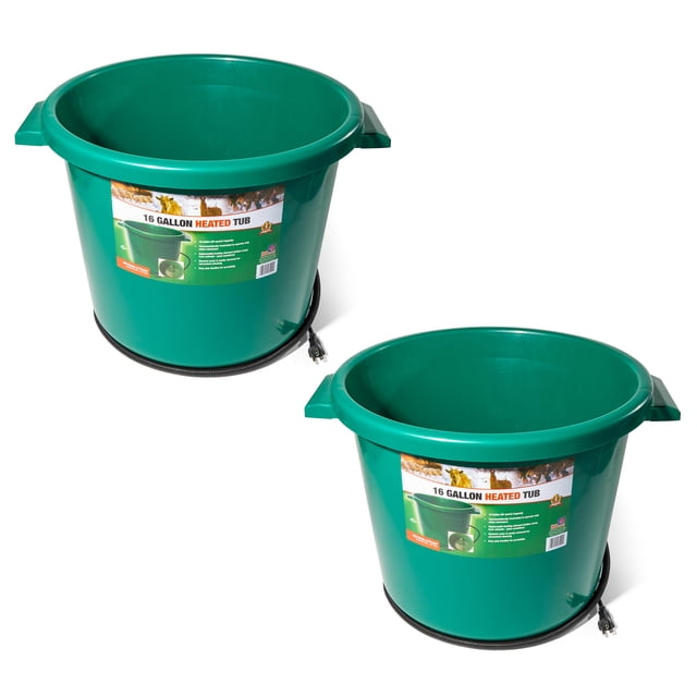 Farm Innovators HT-200 16 Gallon Heated Animal Water Bucket, Green (2 Pack)