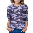 thumbnail image 4 of XZNGL Camouflage Print 3/4 Sleeve Round Neck Top for Kids , Soft Polyester-Spandex Blend , Breathable Fabric , Easy Pullover Design , Versatile Layering Piece , Machine Washable, 4 of 6