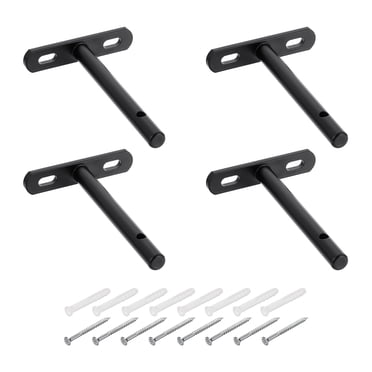 Unique Bargains Floating Shelf Bracket 4", T Brackets for Shelves, Wall Mounting Blind Shelf with Screws, Black 4 Set