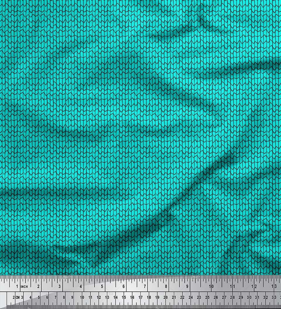 Soimoi Green Silk Fabric Mosaic Stripe Fabric Prints By Yard 42 Inch Wide