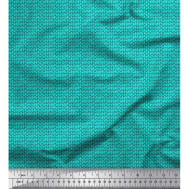 Soimoi Green polyester Crepe Fabric Mosaic Stripe Print Sewing Fabric Yard 52 Inch Wide