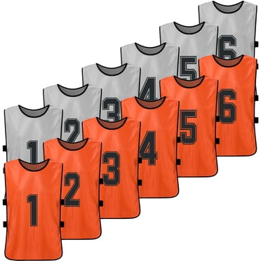 moobody 12 PCS Kid's Football Pinnies 2 Colors Quick Drying Soccer Jerseys Youth Sports Scrimmage Basketball Team Training Numbered Bibs Practice Sports Vest
