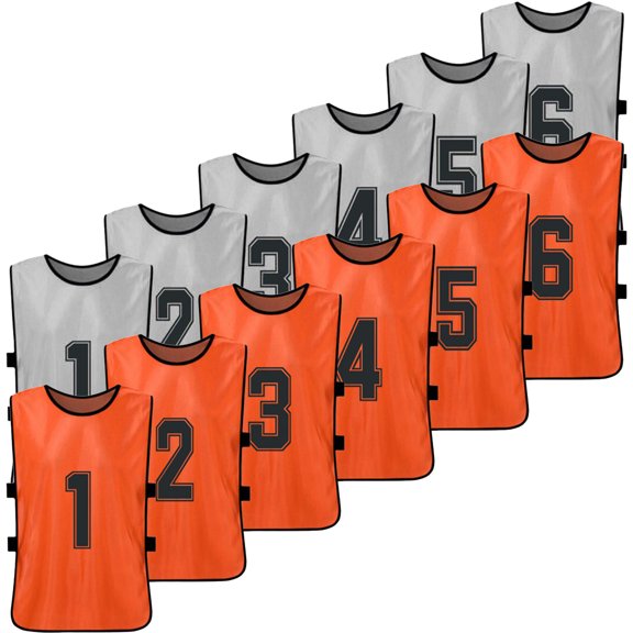 moobody 12 Pcs Chasubles de Soccer pour Adultes 2 Couleurs Séchage Rapide Maillots d'Équipe de Soccer Jeunes Sports Match d'Entraînement d'Équipe de Soccer Bavoirs Numérotés Gilet de Sport d'Entraînement