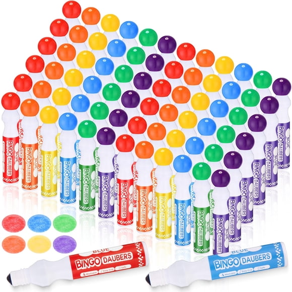 Crtiin 72 Pack Mixed Colors Set of Bingo Daubers Dot Markers Bingo Supplies in 6 Colors Art Markers Paint Craft Ideal for Art and Crafts Painting Sup