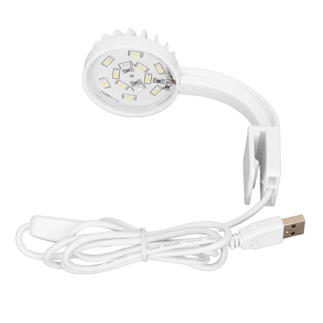 Fish Tank Clip Light 5W 5V 12 LEDs Blue White Light High Brightness Adjustable Angle USB Clamp Aquarium Light White