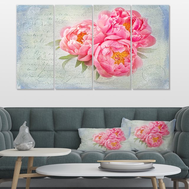 Design Art - Pivoines Roses dans un Vase Blanc