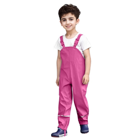 Kcodviy Imperméable pour Tout-Petits Manteau Trench de Pluie Pantalon Salopette Anti-Saleté Imperméable pour Enfants avec Capuche Coupe-Vent Mignon Pantalon à Bretelles Imperméables pour Enfants Pantalons pour Filles pour Garçons et Imperméable pour Enfant Fille Filles