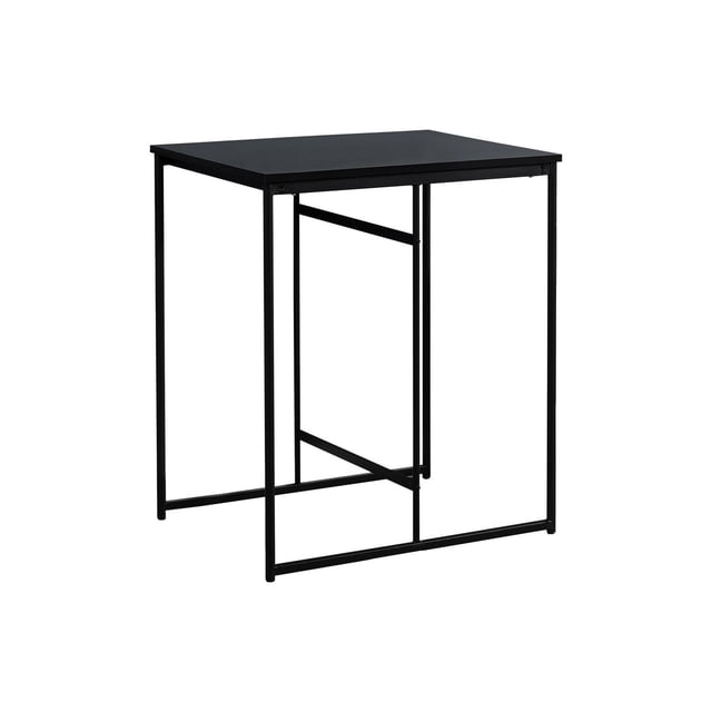 Contemporary black 32-inch rectangular counter height dining table with laminate top and black metal frame.