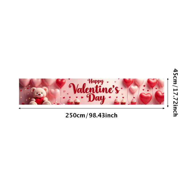 Valentine's Day Party Decoration Banner Heart Design Backdrop Event Photo Props Love Celebration Romance Gift Box Background