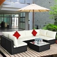 thumbnail image 4 of Costway 7PCS Patio Rattan Sofa Set Sectional Conversation Furniture Set Garden Beige, 4 of 9