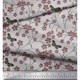thumbnail image 2 of Soimoi Velvet Fabric Insect,Leaves & Flower Floral Print Fabric by Yard 58 Inch Wide, 2 of 2