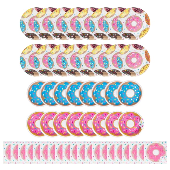 Miangastore 52Pcs Donut Birthday Party Supplies Donut Plates Napkins Birthday Party Decorations