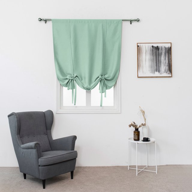 Innerwin Half Window Curtains Solid Color Kitchen Valance Rod Pocket Soft Short Blackout Curtain Ruched Waterproof Panels Darkening Thermal Insulated Light Green 31.50 x 47.24"